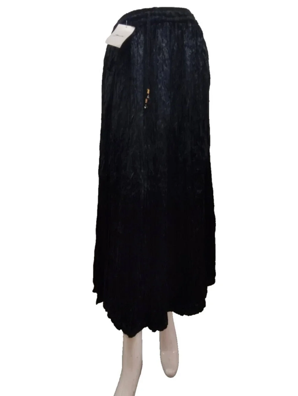 Vintage Authentic New Wave Goth Black Velvet Crush Skirt Witchy Broomstick M NEW